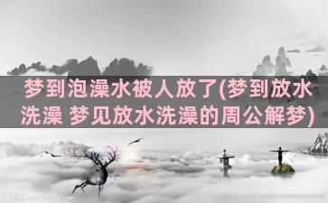 梦到泡澡水被人放了(梦到放水洗澡 梦见放水洗澡的周公解梦)